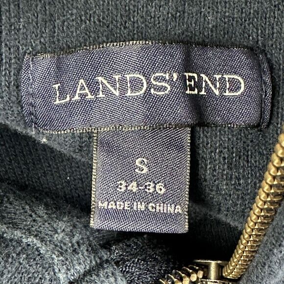 Lands End Bedford Rib Quarter Zip Sweater Mens Small Blue Knit Pullover Preppy - Picture 11 of 13